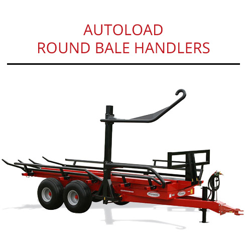 Autoload round bale handlers